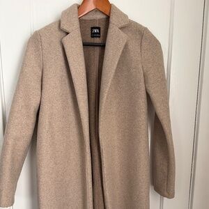 Zara Women's Long Beige Open Coat